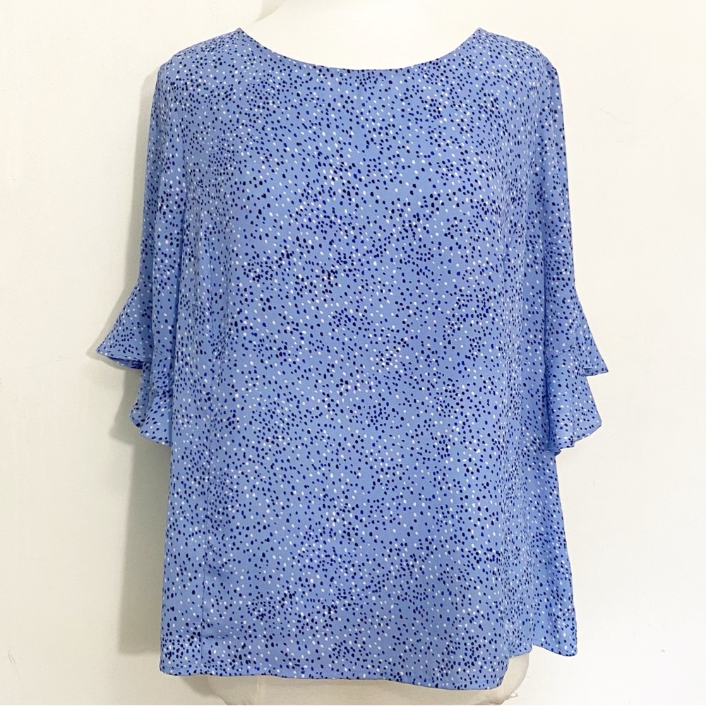 Liz Claiborne Blue Flutter Sleeve Blouse